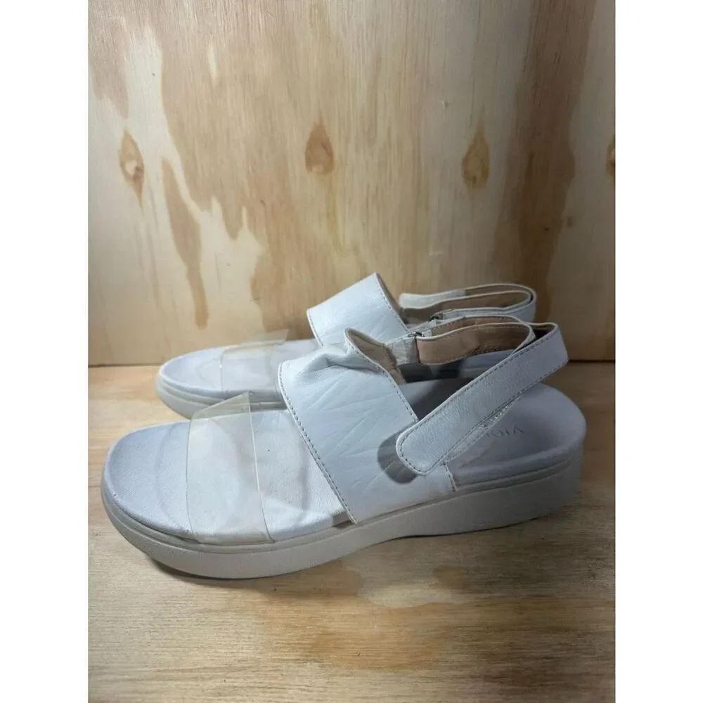 Vionic Karleen White Platform Slingback Sandals  Women’s Size 10